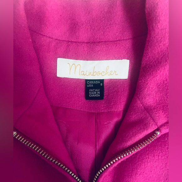 Mainbocher Sz 8 Cashmere Wool Hot Pink Zip Up Blazer Jacket - Picture 3 of 7